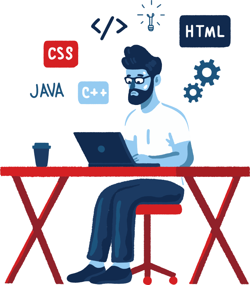 An animated developer illustration